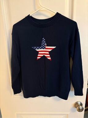 Harper&Ivy Navy Sweater with American Flag